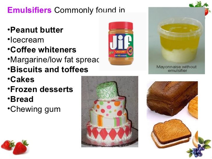 What are emulsifiers and what are common examples used in food